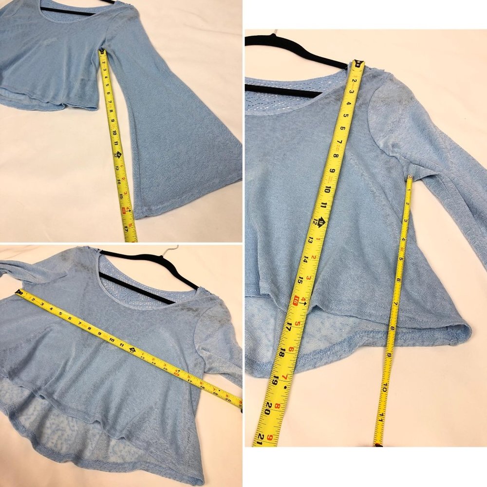MINE blue flare long sleeve crop top shirt medium - Picture 4 of 4
